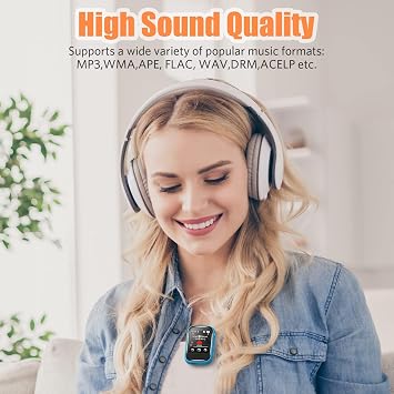 MP3 Player with Sports Clip, Small Music Player with Bluetooth 5.3, Touch Screen, Built-in Speaker, Voice Recorder, FM Radio, Expandable Storage up to 256GB(Blue)
