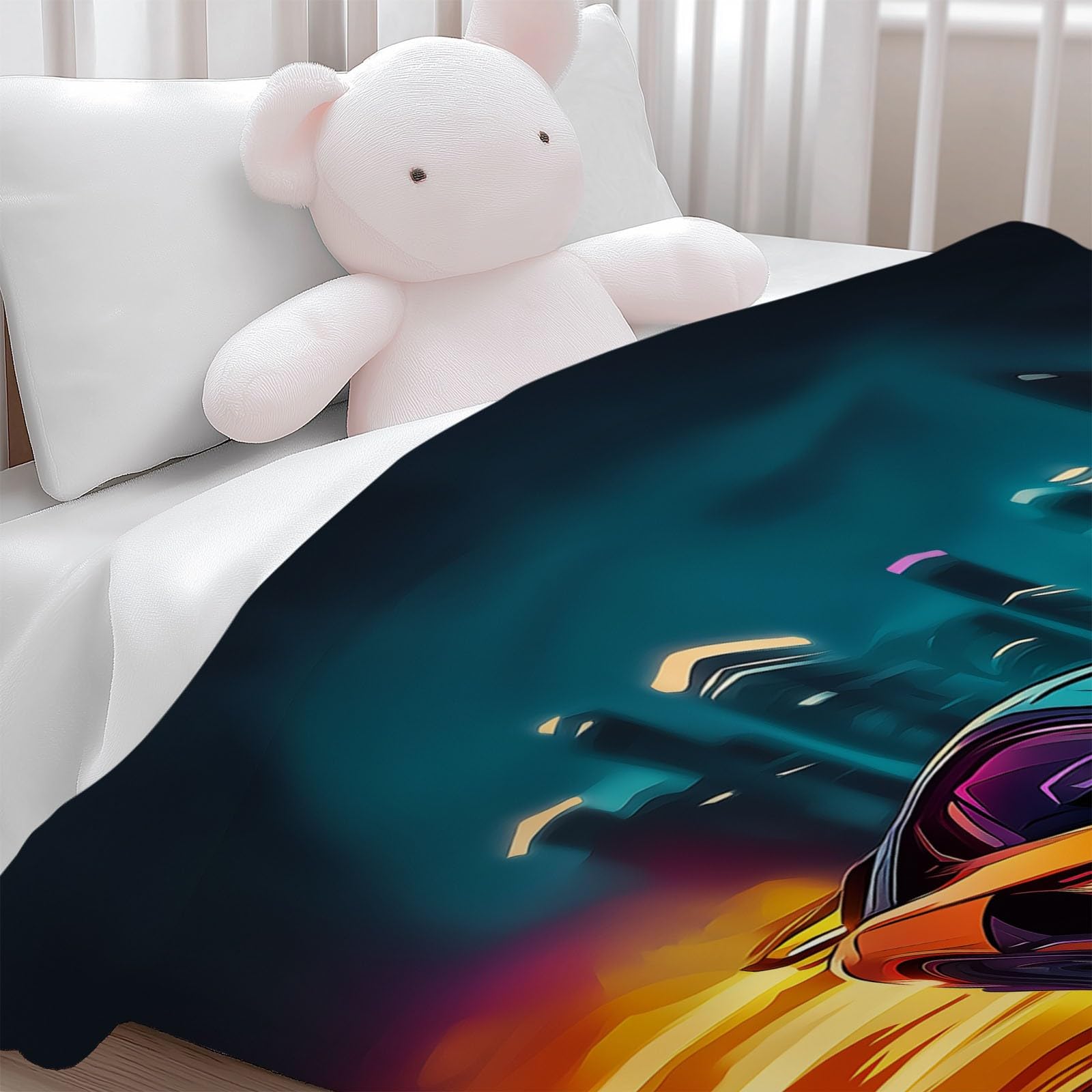 Genérico Manta de Franela de Forro Polar para Niños y Adultos 220 x 240 cm, Mantas para Sofa Estampado Surrealismo Fantasía Coche Deportivo - Manta Verde Oscuro Suave Cálida Transpirable Ligera