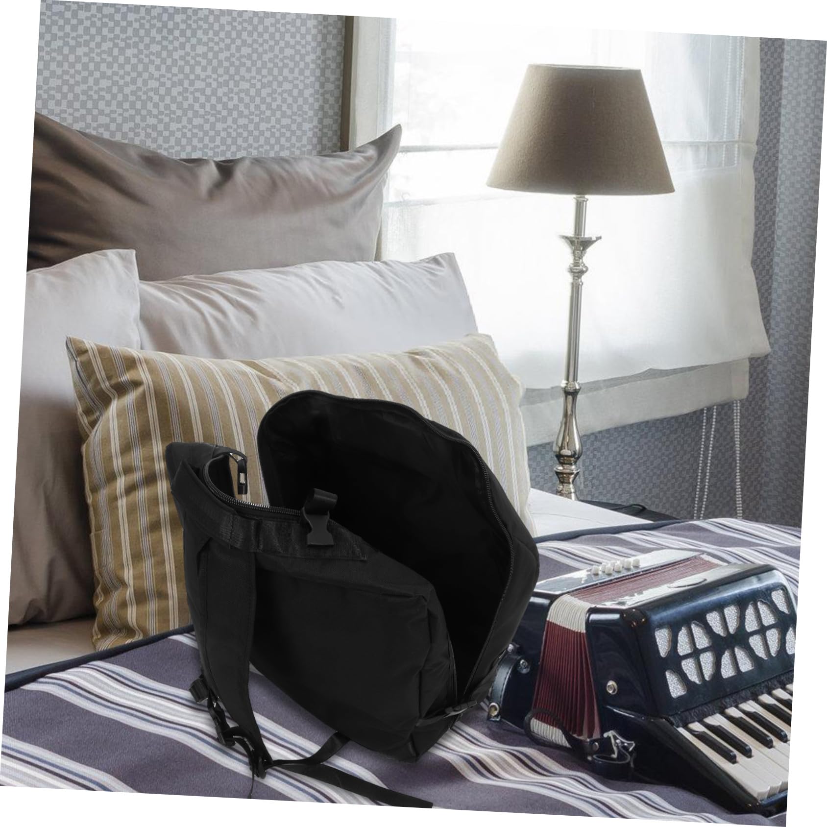 Supvox Akkordeontasche Rucksack Stoßfest Mit Verstellbaren Gurten Leichtes Musikinstrumenten Case Schwarz Aufbewahrungstasche Für Akkordeon Accessoires Outdoor Tragetasche