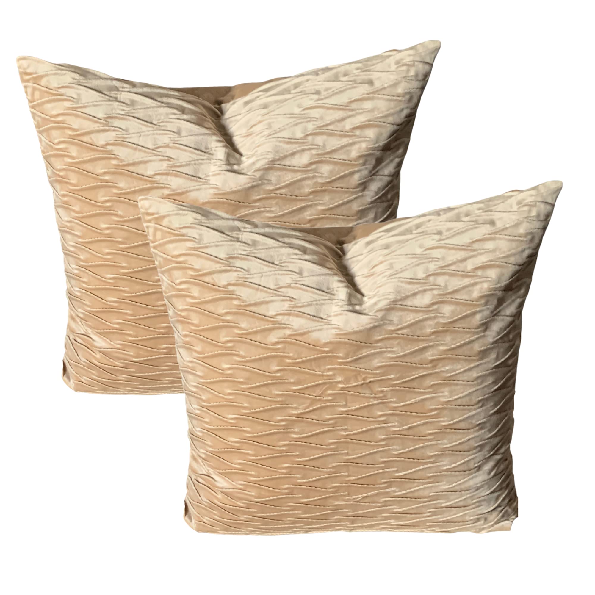 RKAAS HOME Pack of 2 Super Soft Decorative Luxurious Dutch Velvet Square Cushion Covers for Living Room Sofa Couch Bed 45cm x 45cm 18x18 Inches (Pack of 2 - Scissors Beige) — image 1