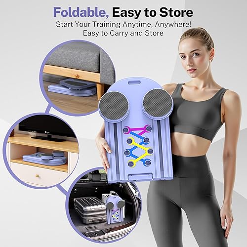 Miniatura 7 de Tablero de pilates, equipo reformador de pilates plegable con temporizador, 7 en 1 multiusos, portátil, kit de pilates para entrenamiento en casa,