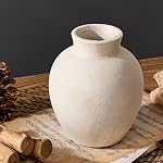 Vase décoratif en céramique SIDUCAL | Vase rustique en poterie de 6 po pour la décoration de la maison, table, salon, salle de bain, étagère, manteau, mariage, blanc