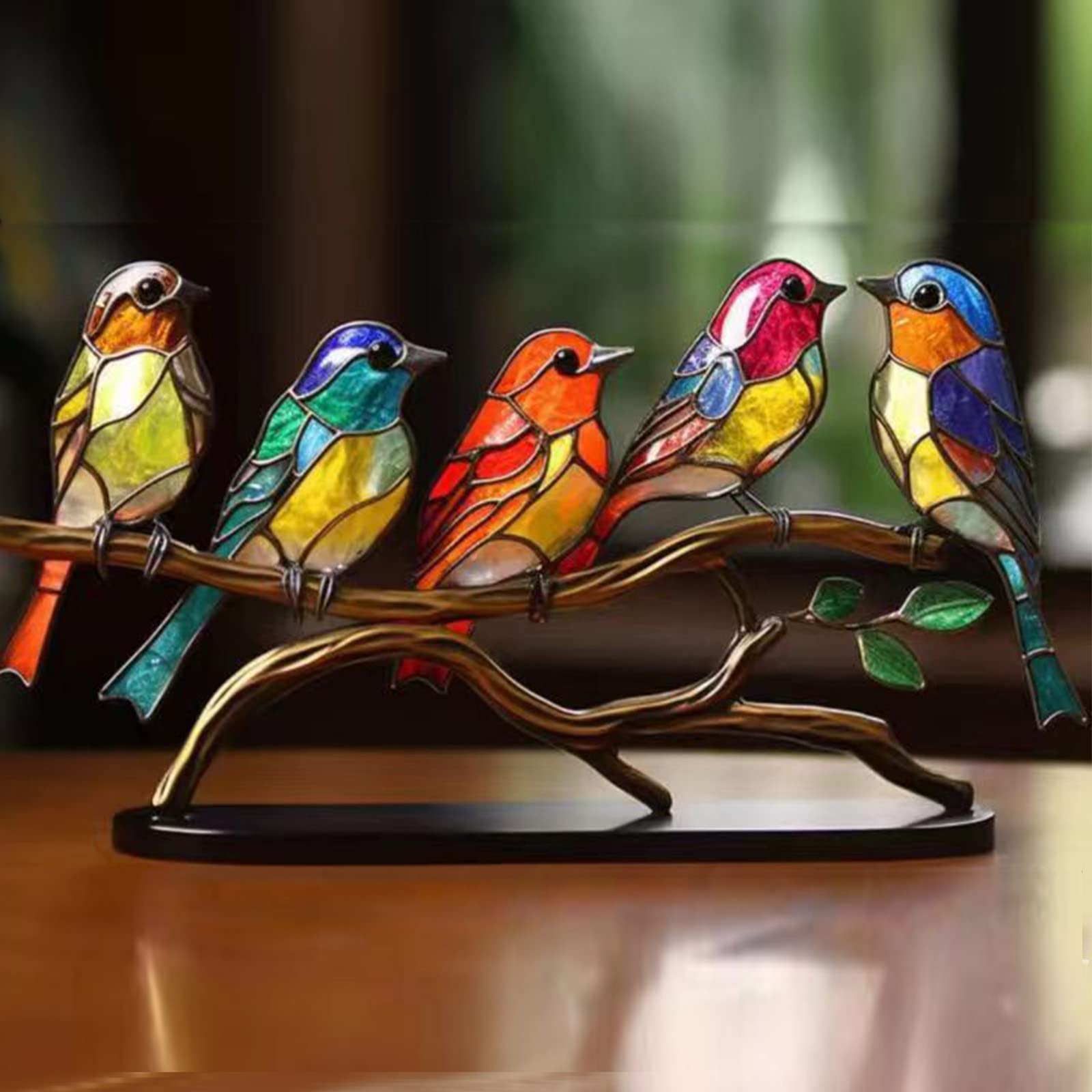 Amazon.co.jp: LNATOVI 枝に描かれたカラフルな鳥 彫刻オーナメント