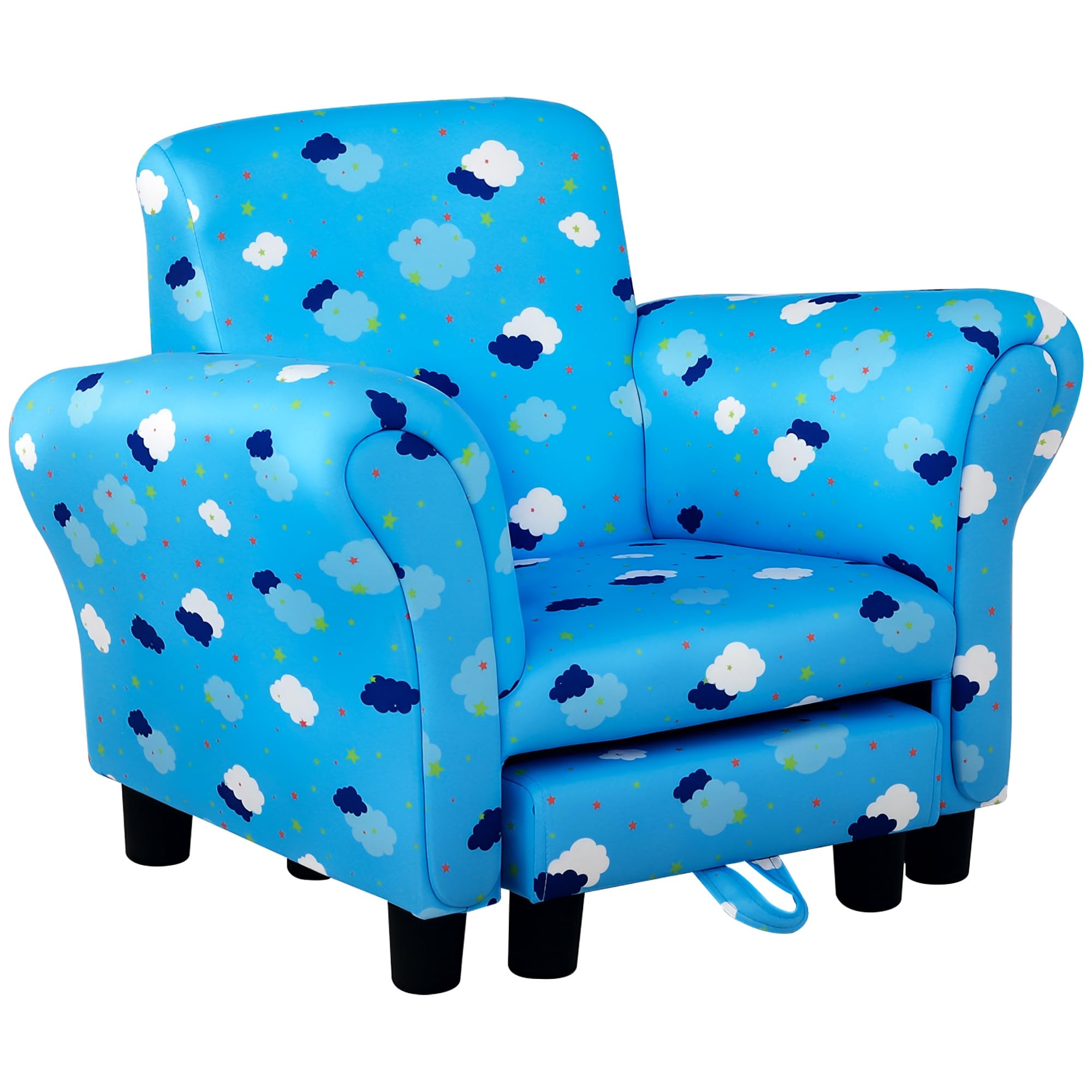 HOMCOM Toddler Chair Kids Chair Wood Frame Footrest High Back Blue