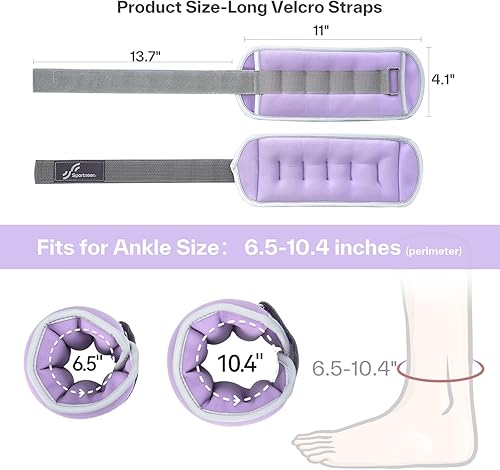 Miniatura 5 de Sportneer Ankle Weights Wrist Weights Pair of 124610 LBS for Men Women Kids Strength Training Wrist and Ankle Weights Set with Reflective Strips for
