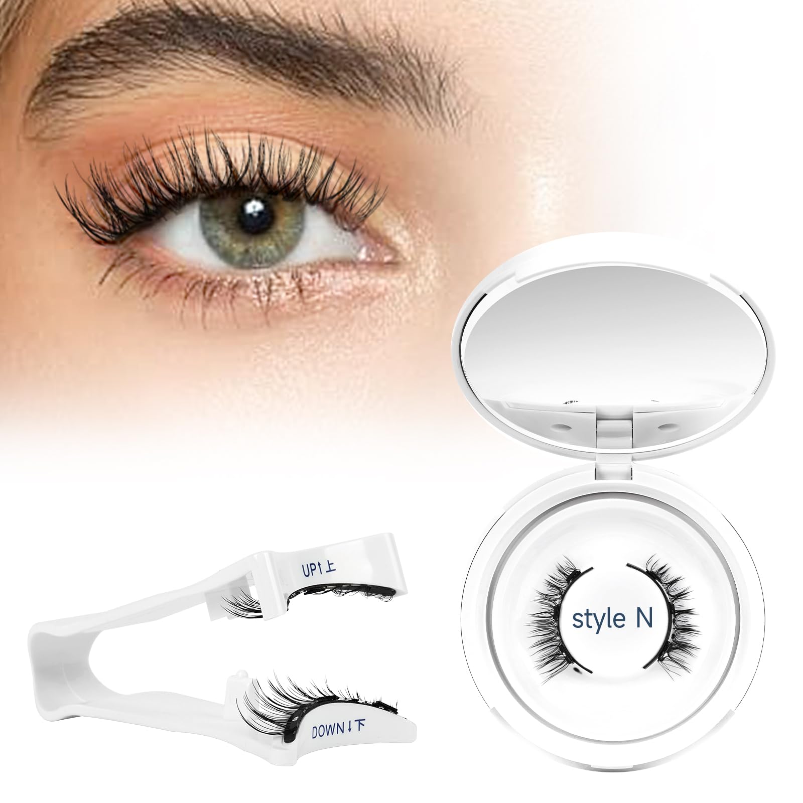 Higu clace Ciglia Finte Magnetiche riutilizzabili con applicatore, Ciglia Finte Magnetiche Naturali, non c'è bisogno di colla magnetica per Ciglia facile da indossare e rimuovere (Set-N)