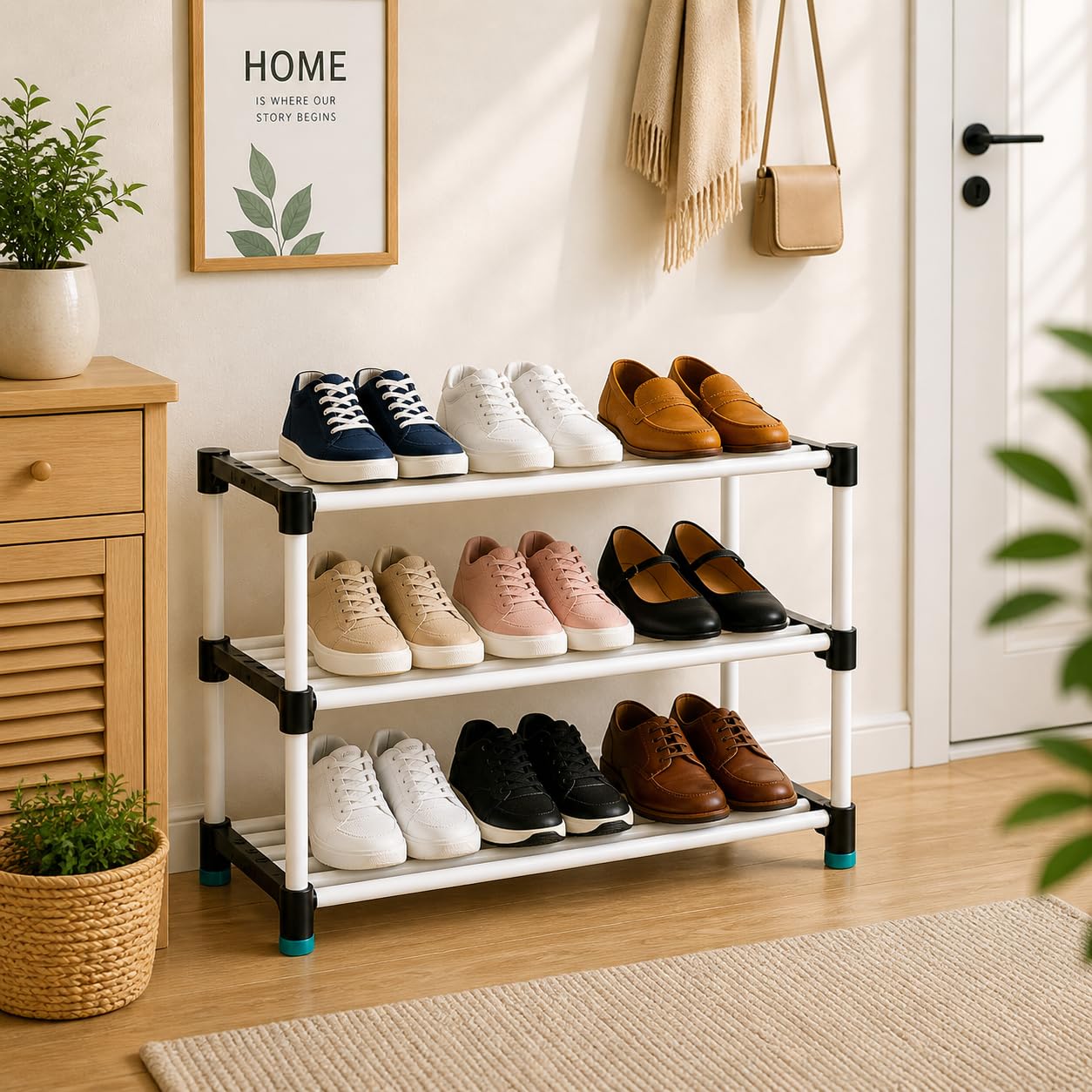 Plexus 3 Layer Shoe Stand Plastic | Multipurpose Shoe Rack Organizer | Space Saving Footwear Storage Shelf for Home | Durable & Lightweight-image-23