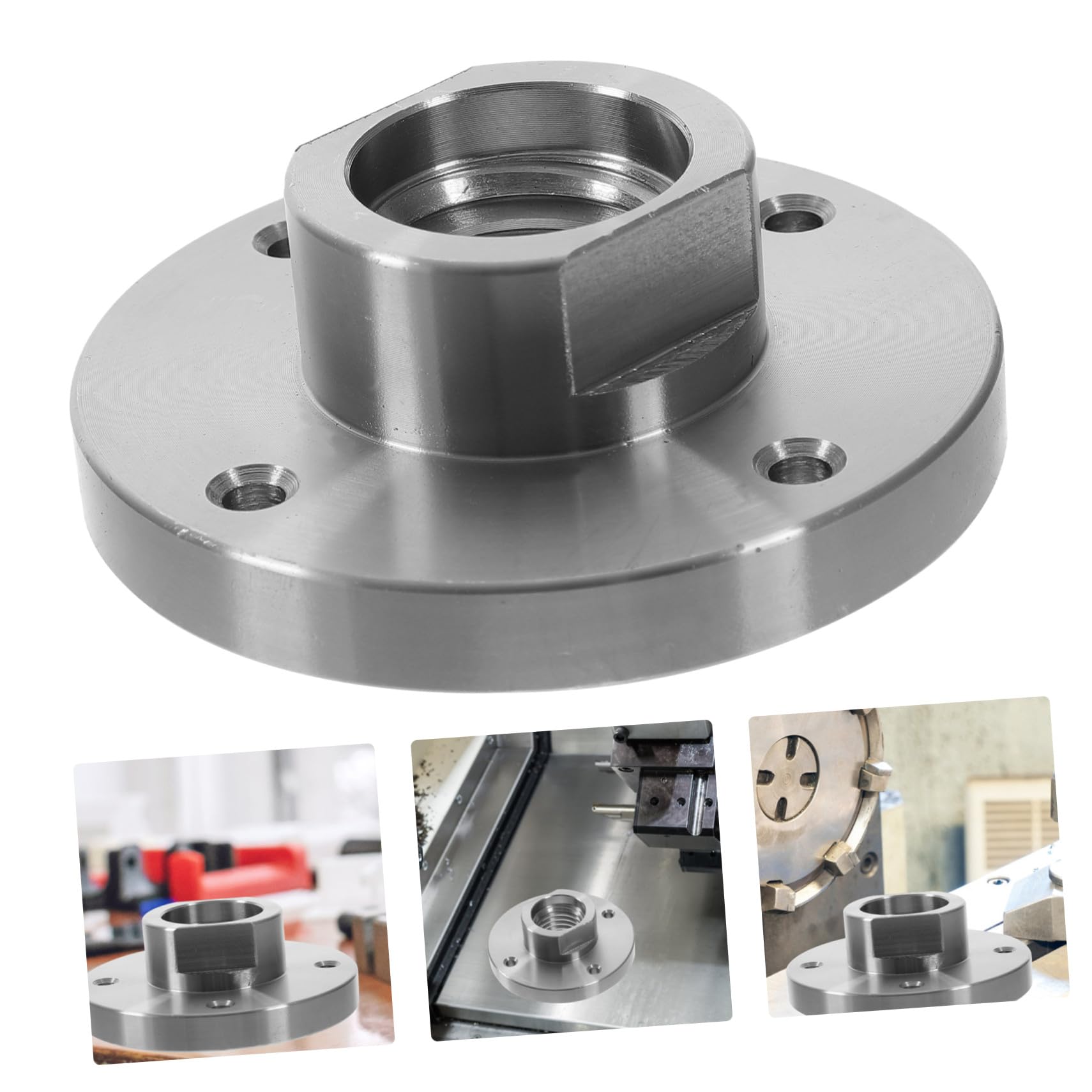 Mobestech 3-zoll Holzdrehbankadapter aus Stahl mit 1-8tpi Gewinde und 8 Befestigungslöchern für Stabile Montage und Einfache Entfernung bei Holz Drechselprojekten