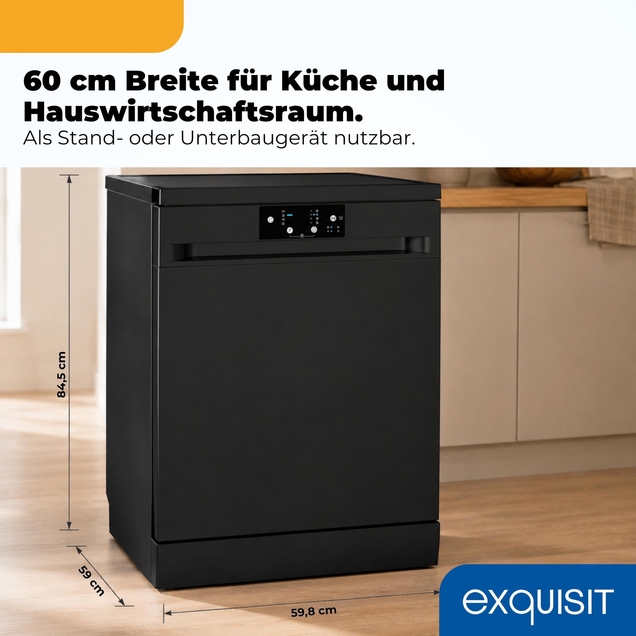 Exquisit Geschirrspüler 60cm 14 Gedecke Energieklasse D 49 dB GSP9114-450D schwarz