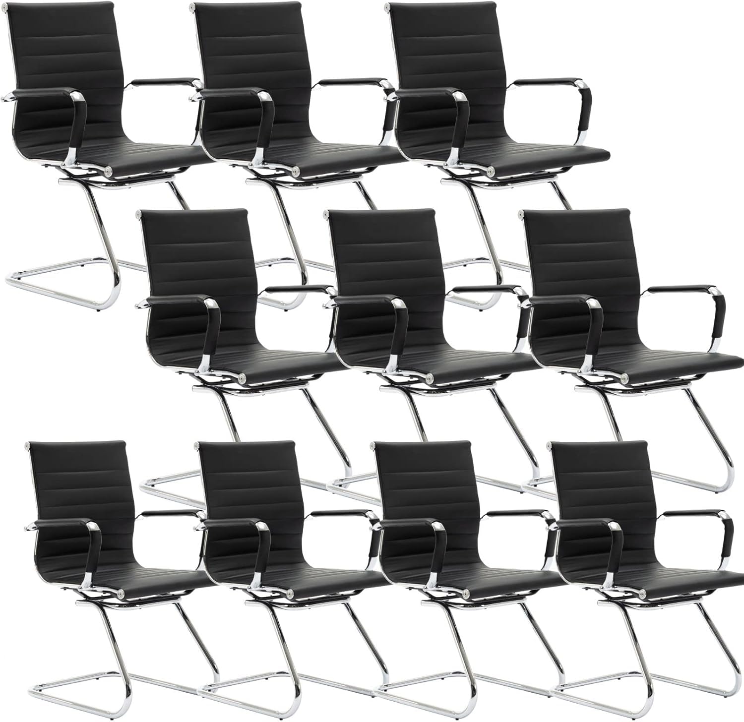 HNY 10-Pack PU Leather Office Guest Chairs