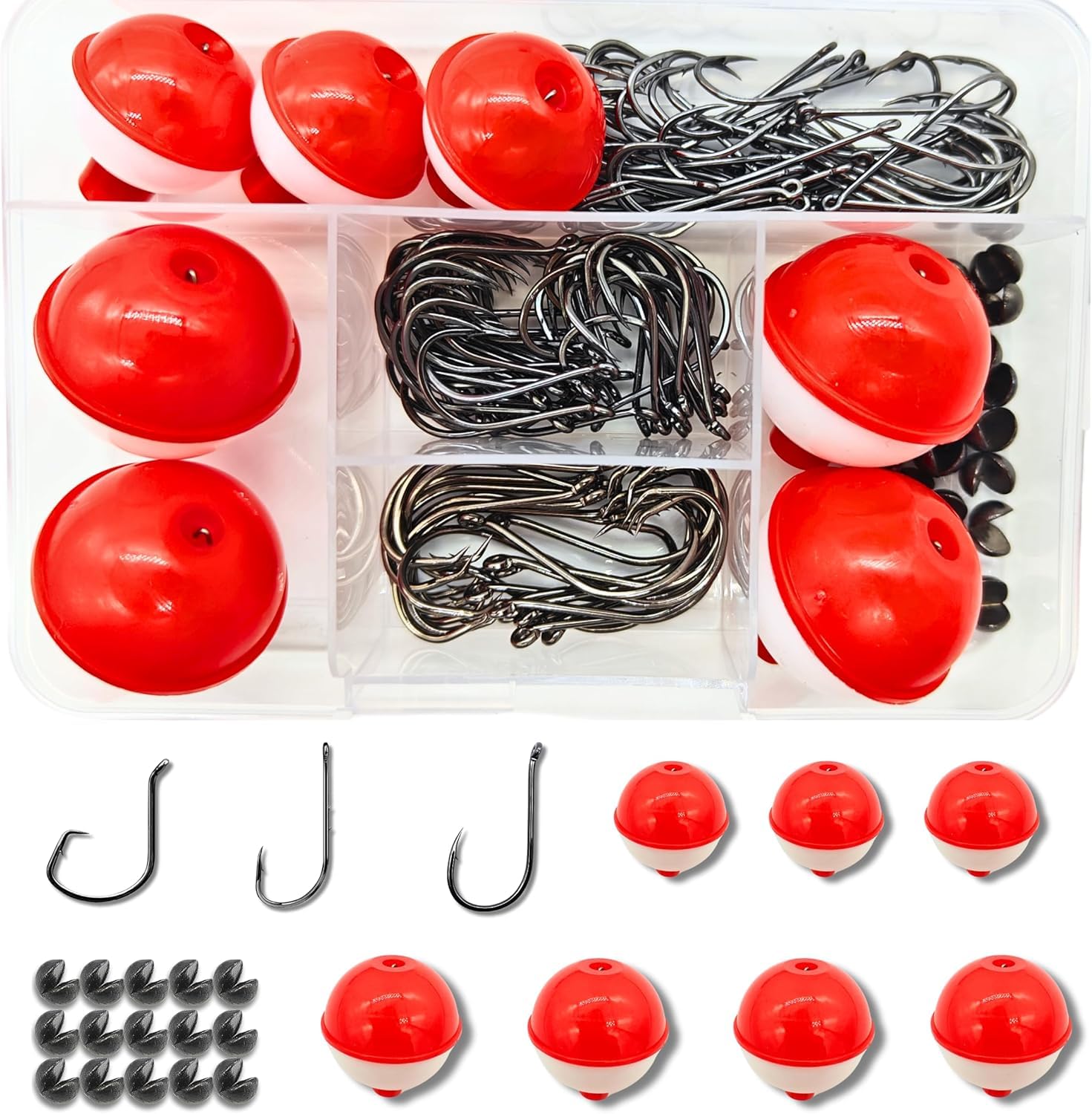 Kit de aparejos de pesca de 147 piezas, incluye anzuelos de pesca, bobinas para pesca, pesos para agua dulce y salada
