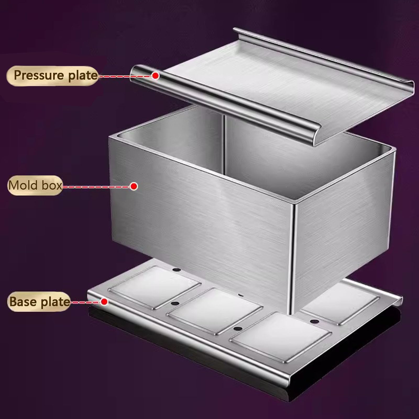 Tofu-Pressform, Veganer Tofu-Presser aus Edelstahl 304, Küchen-Tofu-Herstellungsform, für festen oder extra festen Tofu, spülmaschinenfest, 18 x 14 x 9,5 cm