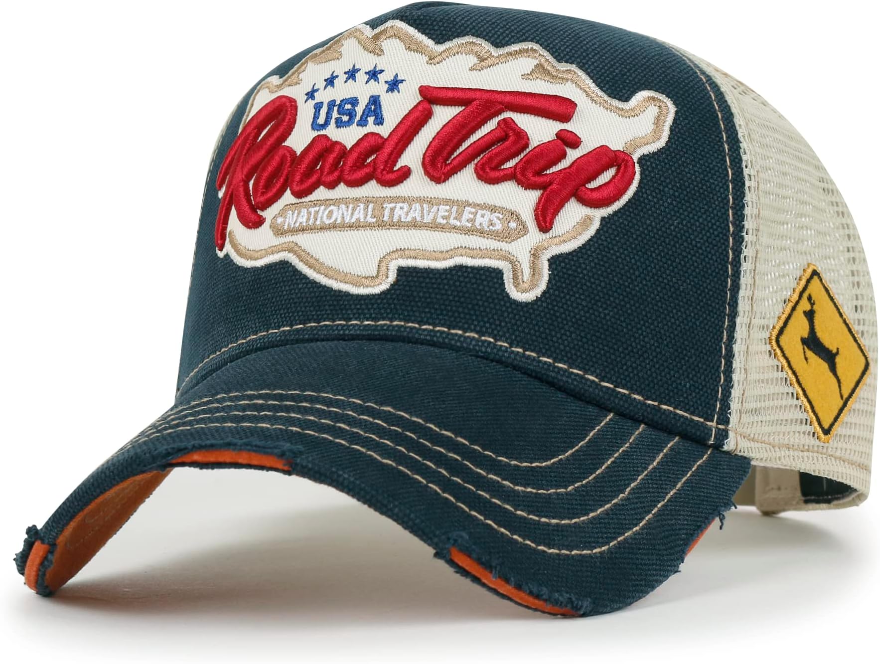 Premium Road Trip Vintage Distressed Snapback Trucker Hat Baseball Cap