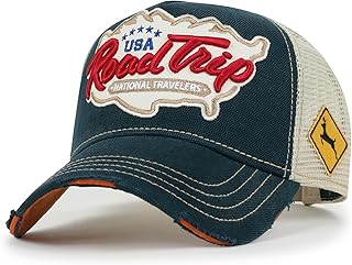 Road Trip Vintage Distressed Snapback Trucker Hat Baseball Cap