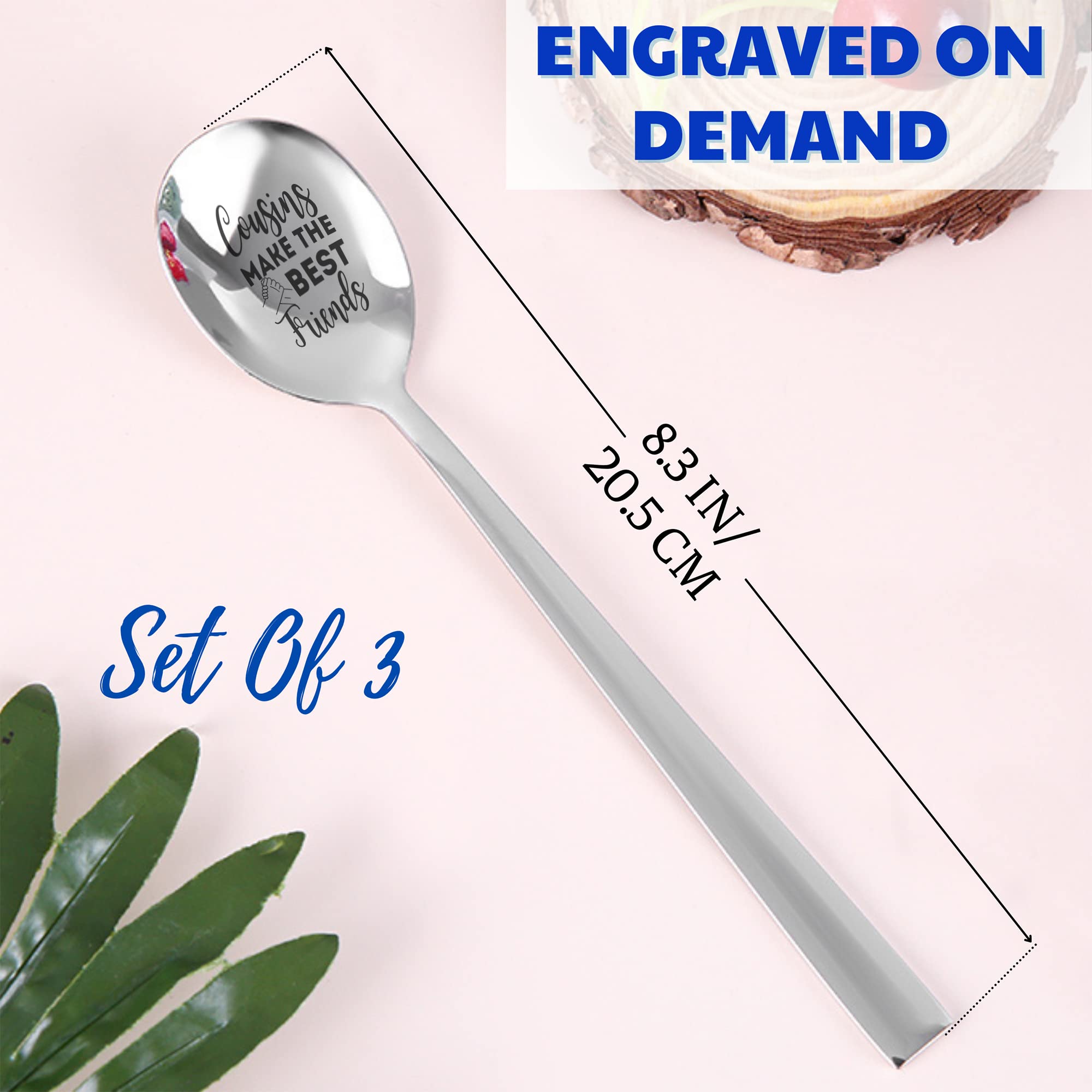 cousins make best friends Spoon Engraved Stainless Steel 3Pcs
