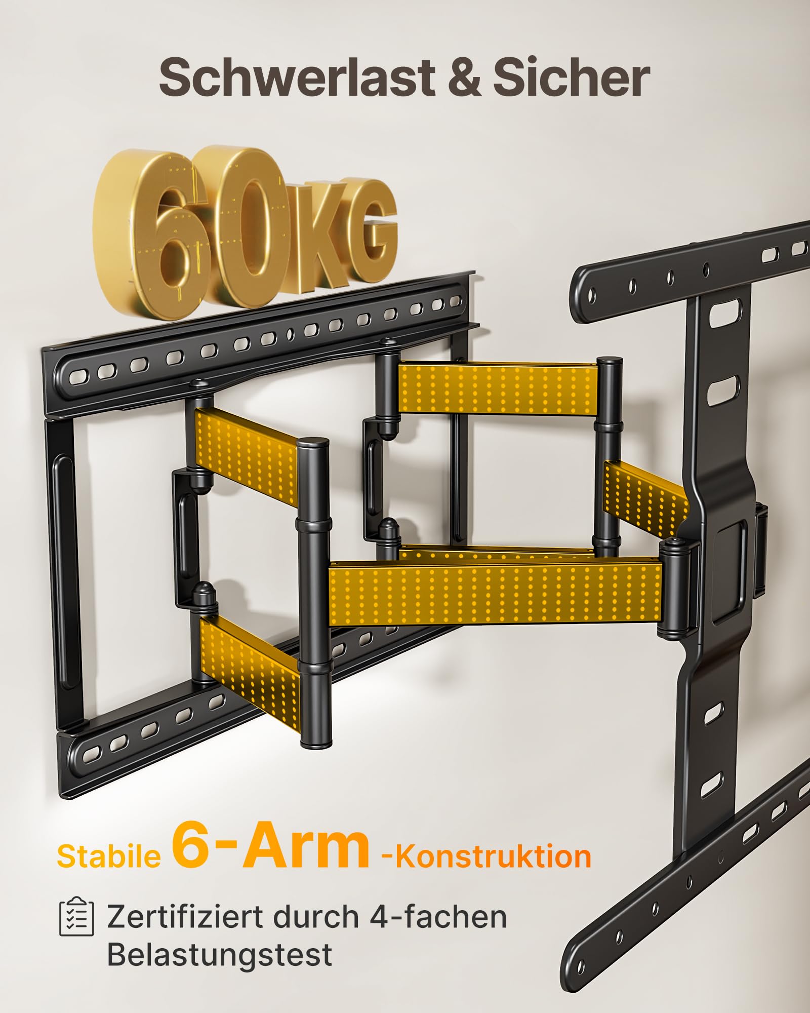 monTEK 1.1" Ultra Slim TV Wandhalterung für 37-75 Zoll Fernseher bis 60kg | TV Halterung Schwenkbar, Neigbar & Ausziehbar, Low-Profil, Vollbewegliche, 4-Fache Tragkraft, Max VESA 400x400mm