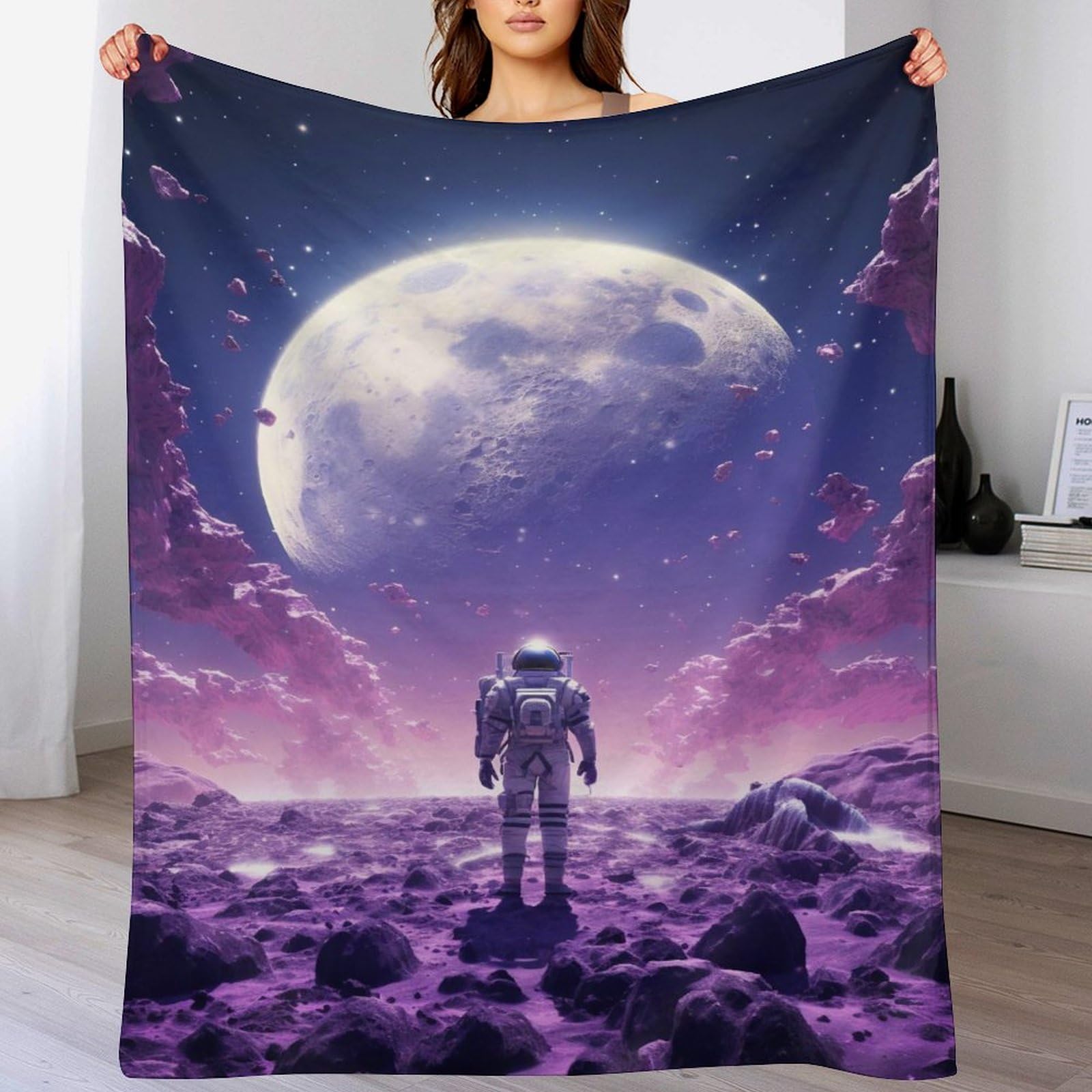 Couverture en flannel astronaute chaude et lavable pour vos soirées cocooning