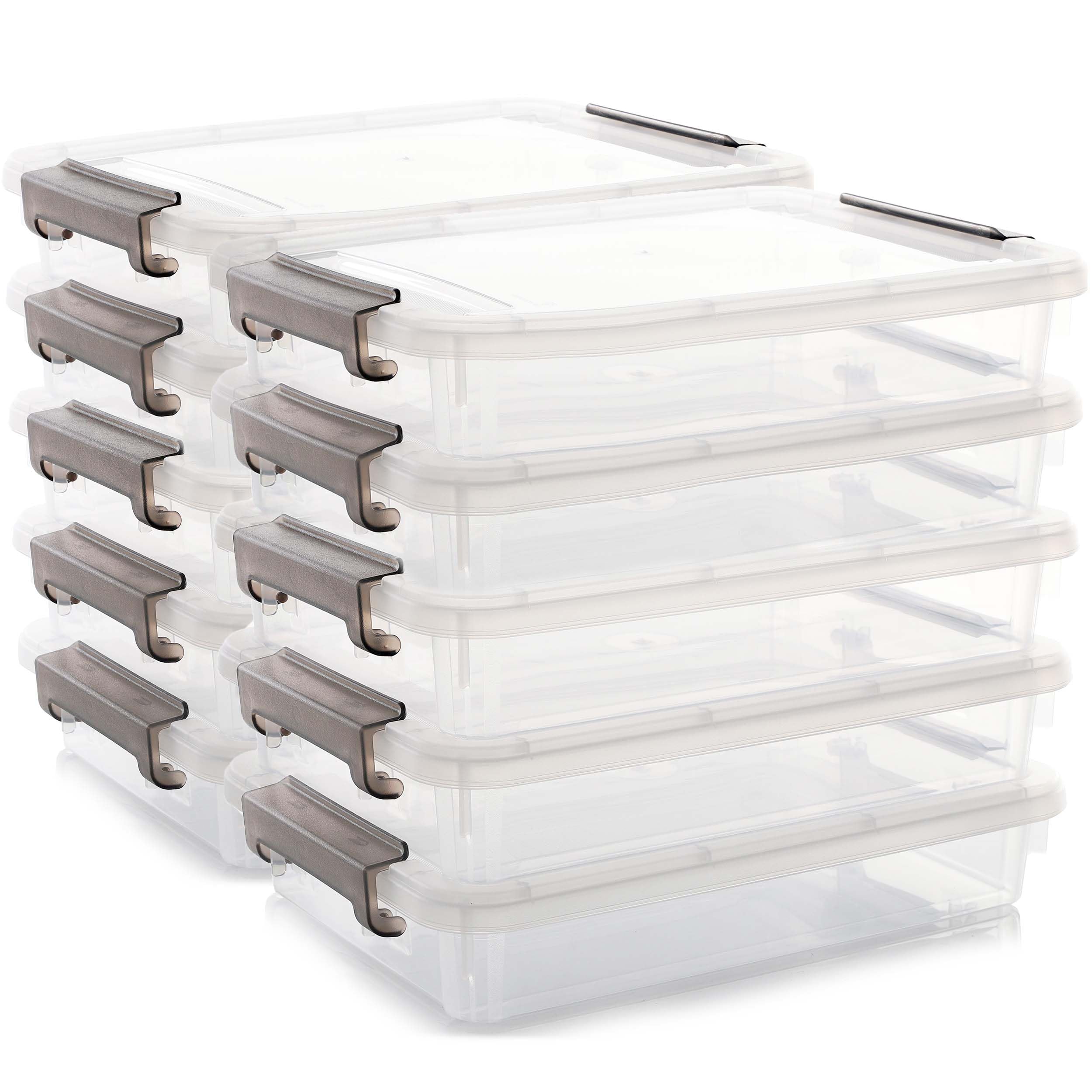 Citylife 4.5L-3er Set Caja de almacenaje con tapa Pequeña, Cubos de almacenaje de plástico Caja de archivo transparente para organizar papel A4, foto, documento, oficina, 37x26x7cm (10 PC)