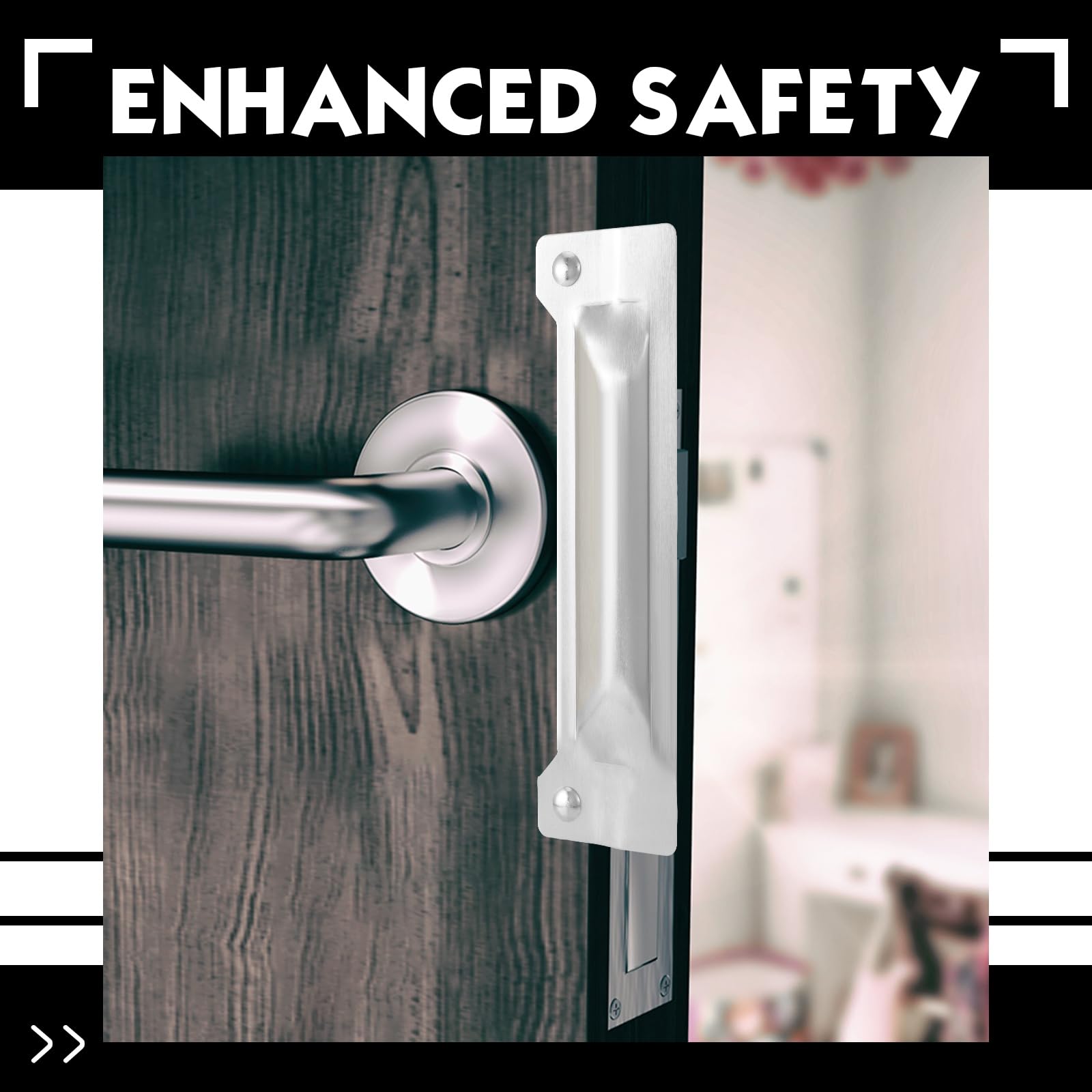 Landhoow 6 piezas de 7.6 cm x 27.9 cm Pestillo Protector de puerta de acero al carbono galvanizado, placa de seguridad contra entrada forzada, fácil de instalar para puertas salientes
