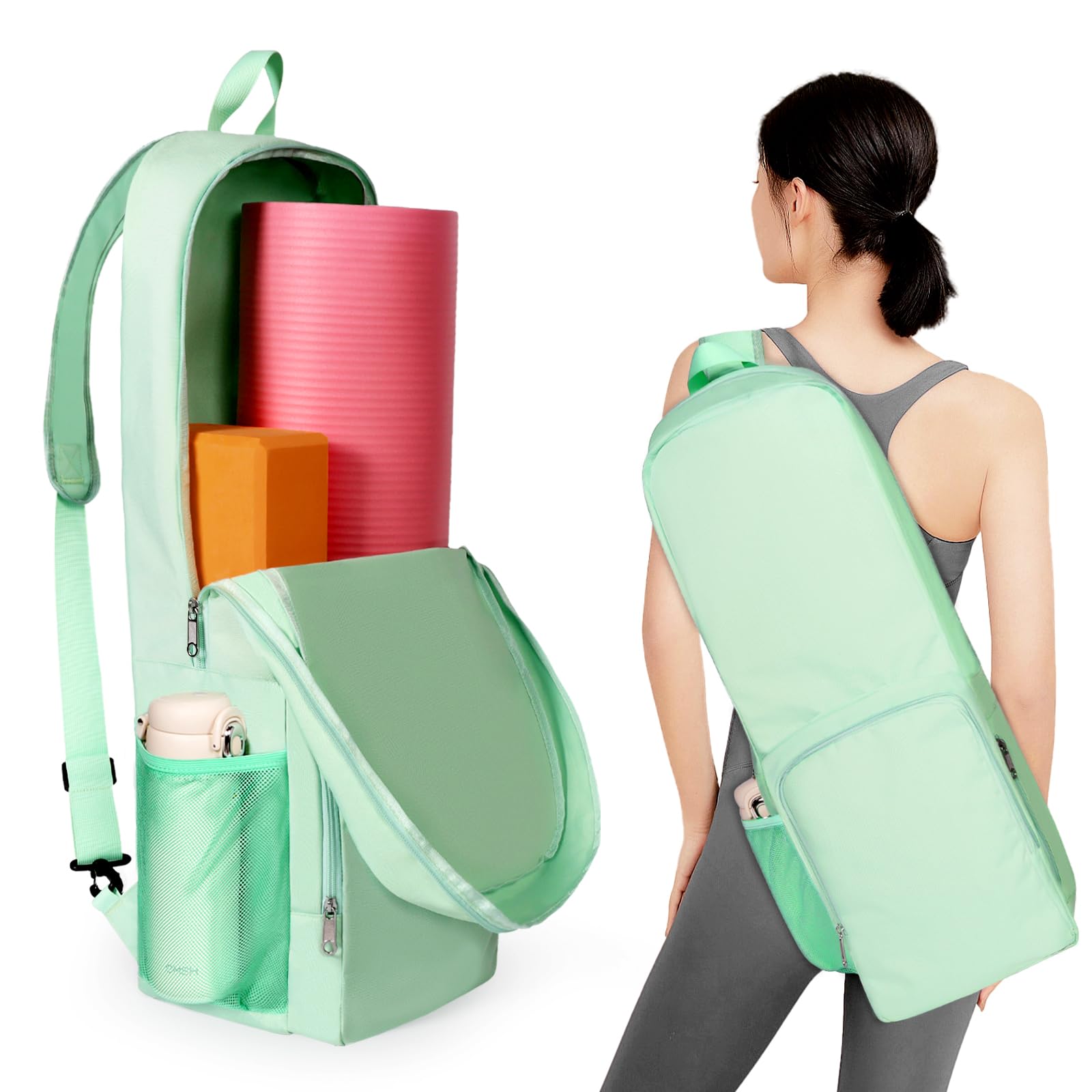 Yoga Mat Bag Carrier Side Mesh Zipper Pocket Waterproof Wet 