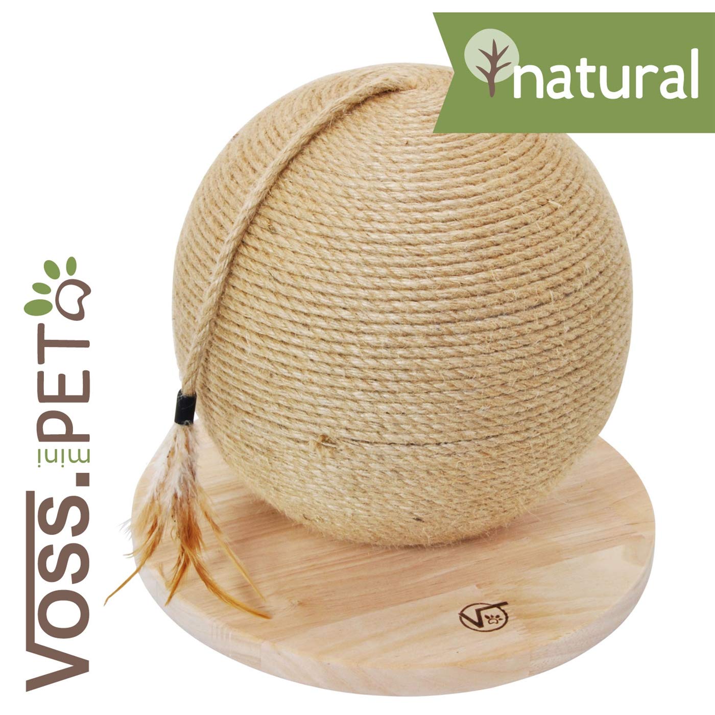 VOSS.PET Premium Kratzspielzeug in Kugelform aus Jute-Seilen, Vesta, 30x30cm, Kratzbaum