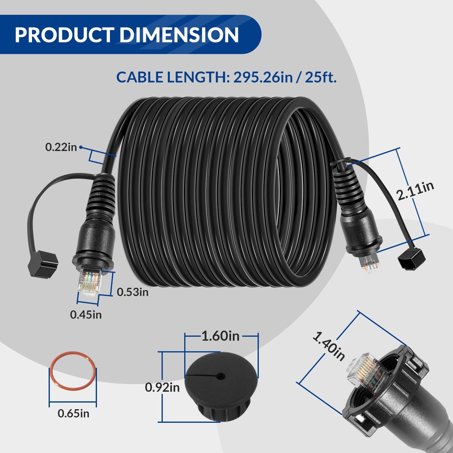 25FT Marine Network Cable Replace for Garmin 010-10550-00, Durable RJ45 Ethernet Cord (Male to Male), for Garmin ECHOMAP Plus/UHD/Ultra, for GCV 10/GCV 20/c, for GPSMAP/Panoptix