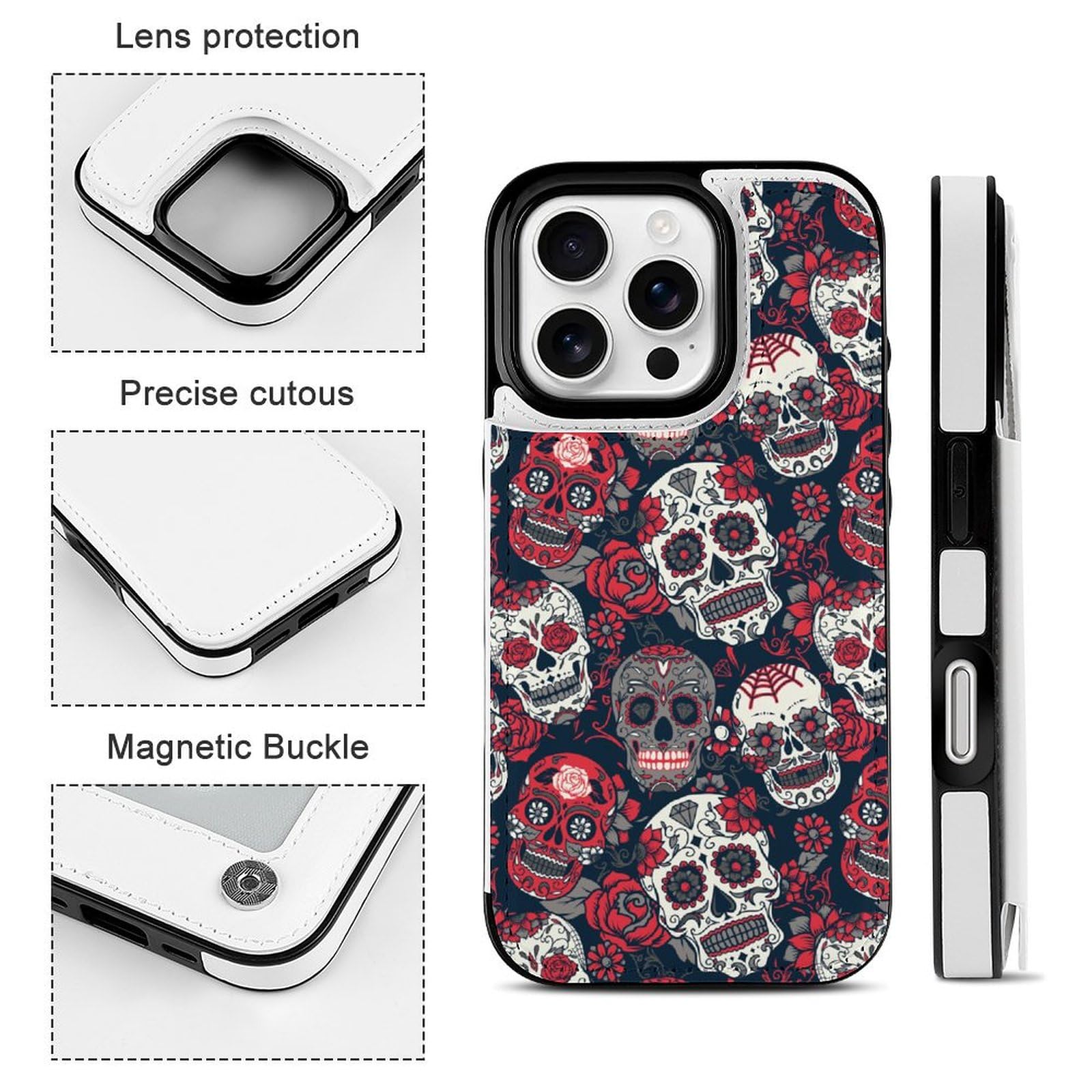 Amazon.co.jp: iPhone16 Proケース ドクロ柄 髑髅柄 骸骨柄 頭蓋骨柄