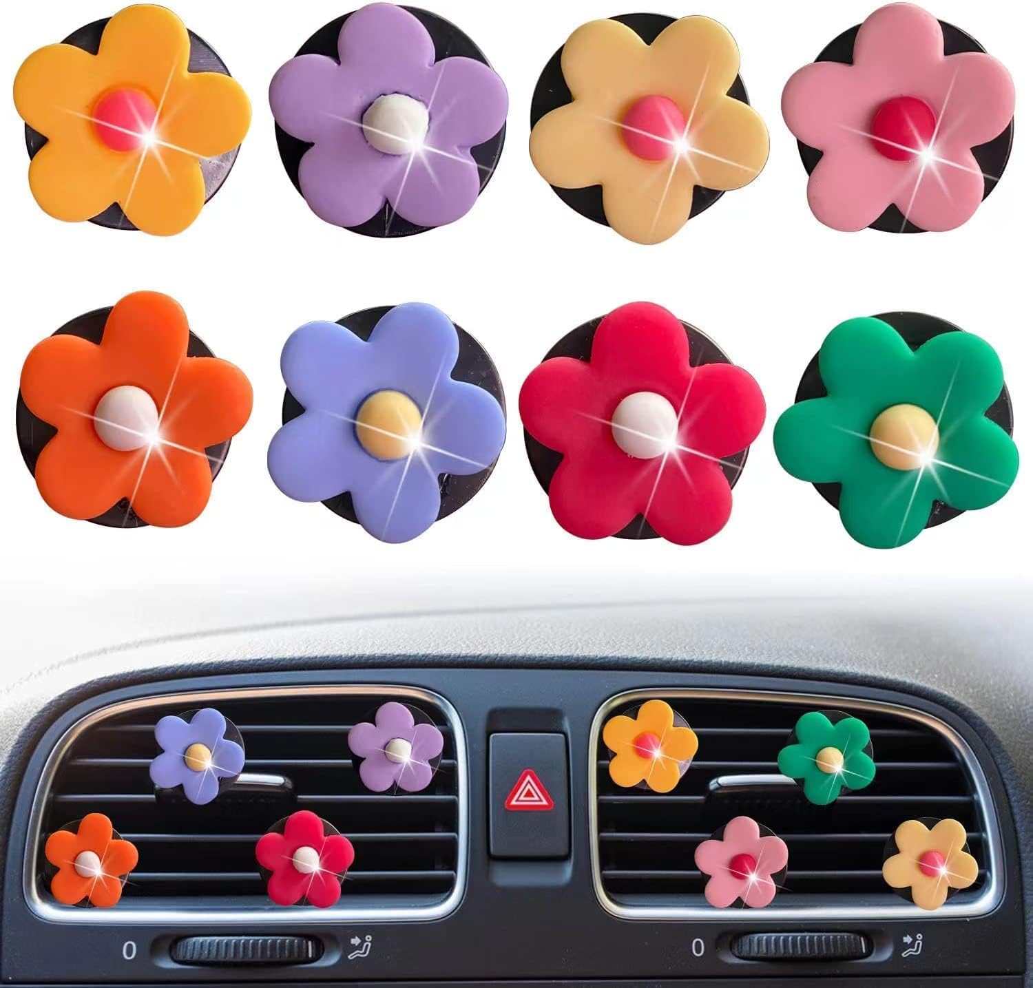 8 Pcs Daisy Air Vent Clips, Cute Flower Car Air Fresheners Vents Clips