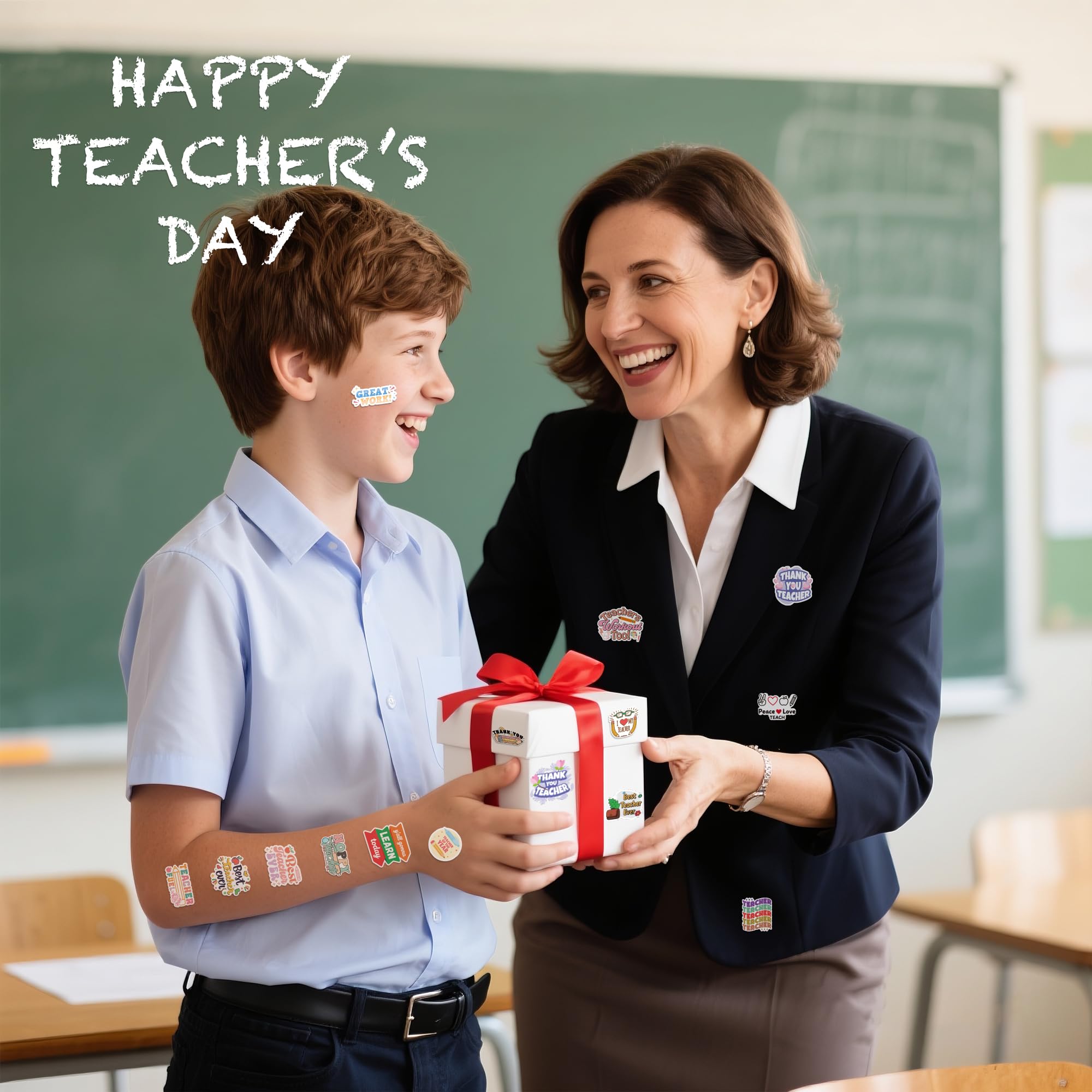Teacher Appreciation Gifts – 100 PCS Funny Teacher Stickers | Teacher Appreciation Decorations - Teacher Must Haves Supplies Stuff Essentials Games Toys Gifts for School Classroom Students
