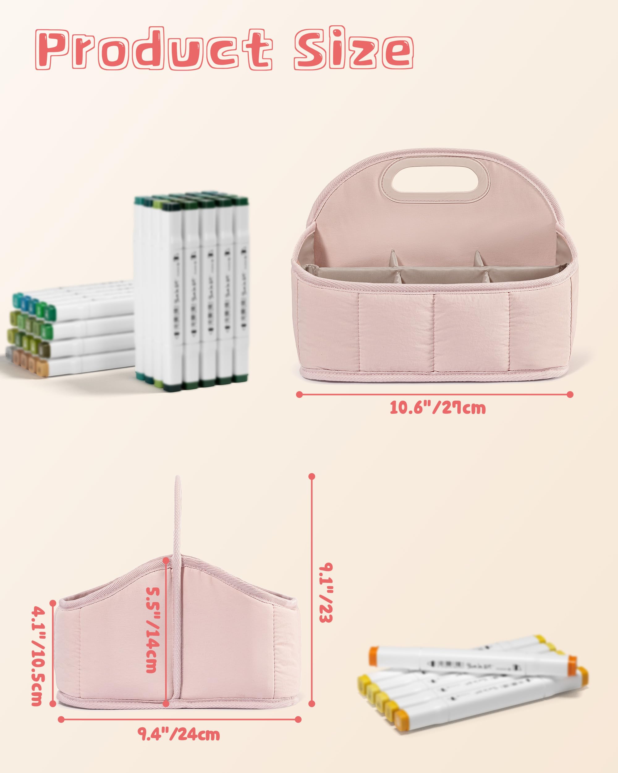 Rexmica Grande Organizer Porta Pennarelli per 210-400 Penne, Scatola Portaoggetti da Viaggio per Artisti Adulti, Custodia Multiuso per Cosmetici, Cucito e Materiali Artistici, Rosa (Solo Borsa)