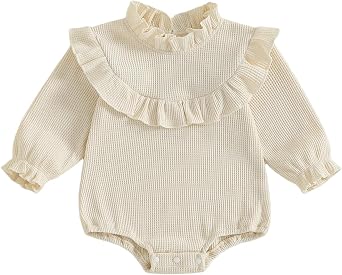 fhutpw Newborn Baby Girl Sweatshirt Romper Ruffle Long Sleeve Crewneck Onesie Sweater Tops ملابس خريف الرضع