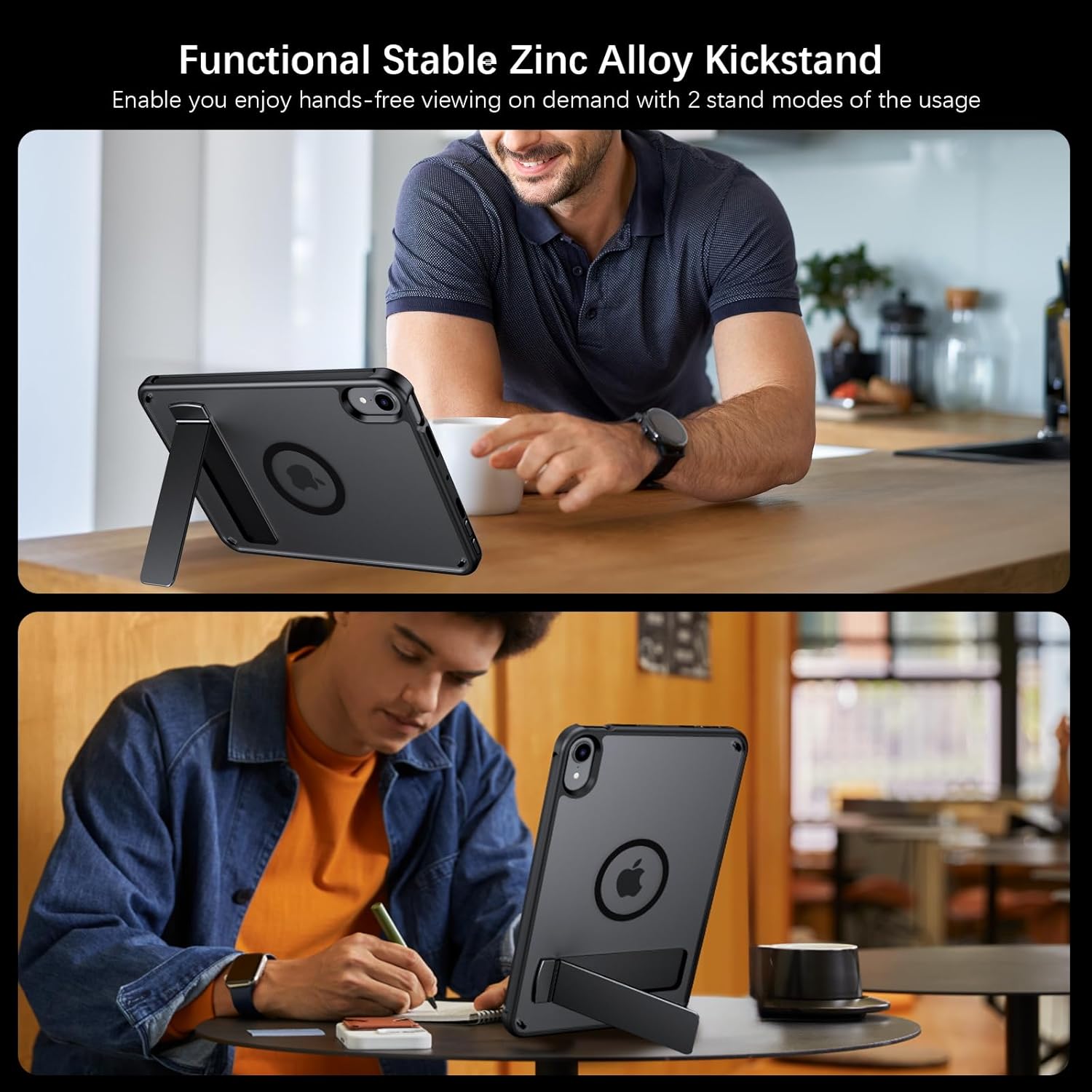 Telaso for iPad mini 7 A17 Pro 2024/iPad Mini 6 2021 Case, iPad mini 7th/6th Gen Magnetic Case with Invisible Portrait/Landscape Stand Translucent Matte Back Soft TPU Bumper Protective Cover, Black - Image 4