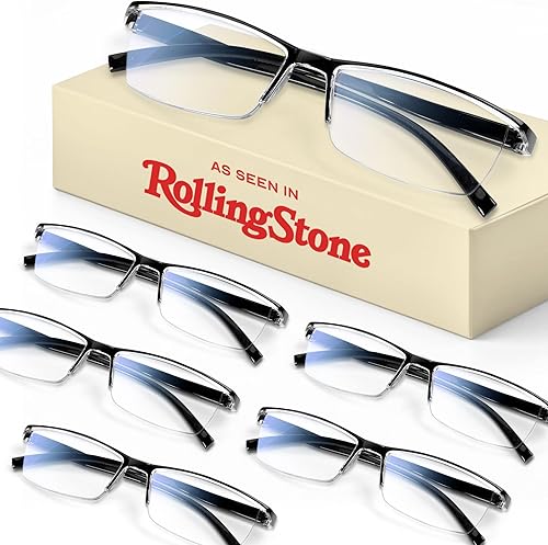 Gaoye 6 lentes de lectura para hombre, con bloqueo de luz azul irrompible, para lectura de computadora, para mujeres, con aumento de visión clara