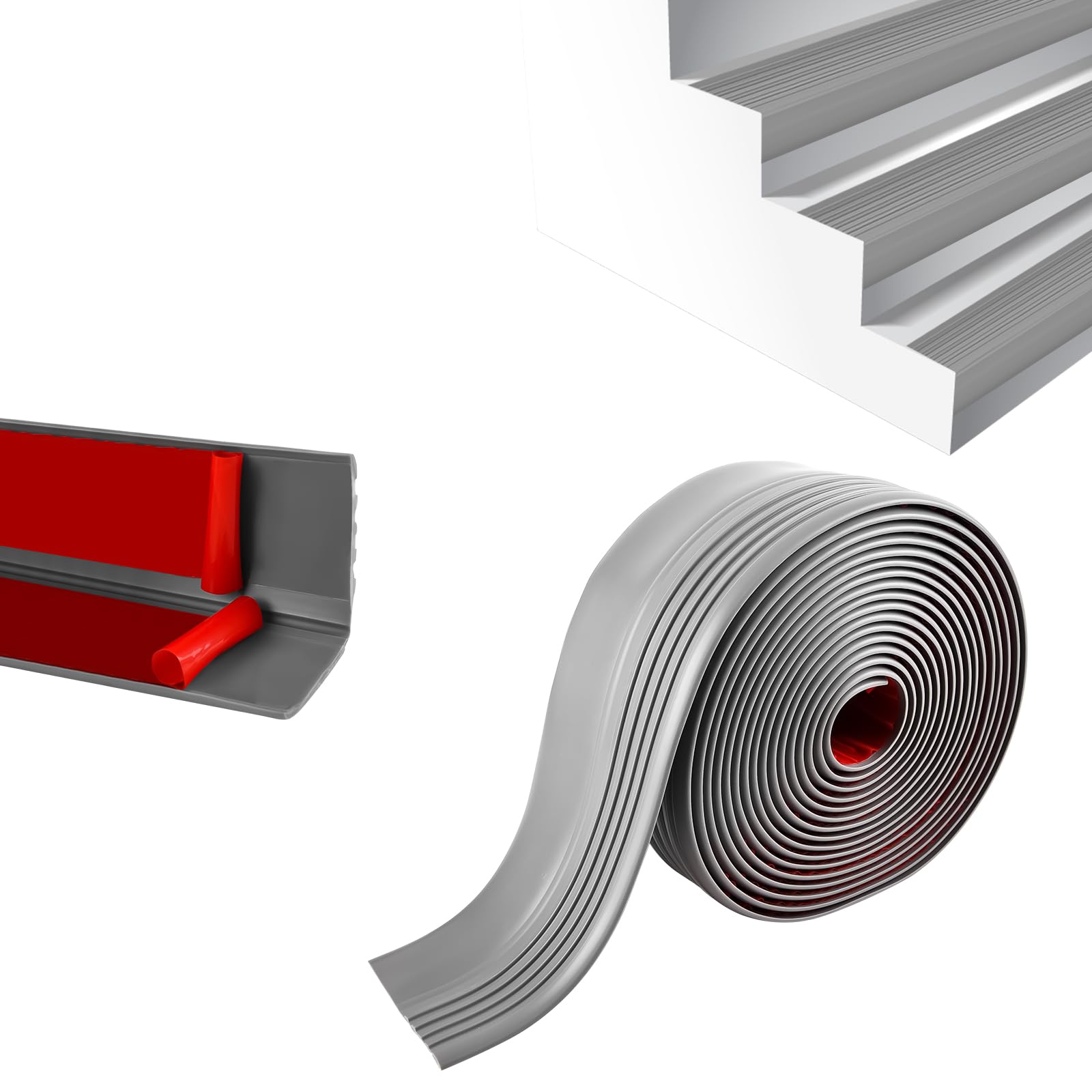 Befun 6M Stair Nosing Edge Trim, Anti Slip Stair Treads 50x48mm Grey