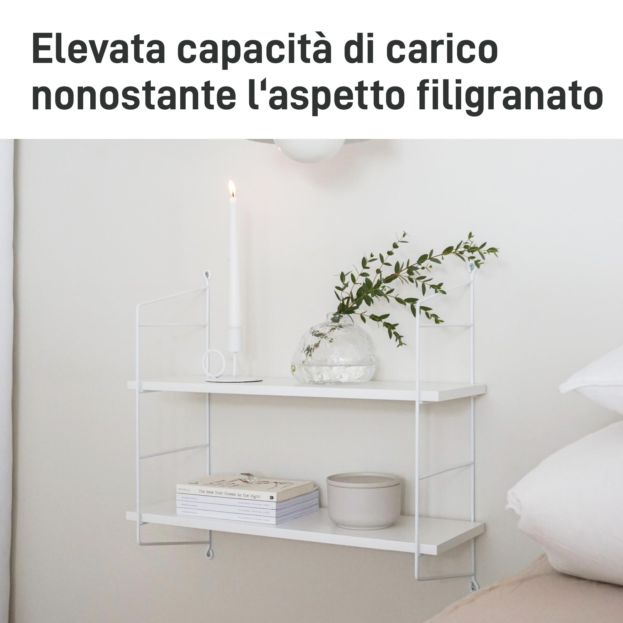 Natural Goods Berlin 2 supporti per scaffali TEGEL, Design supporto da parete per scaffale, mensola sospesa, mensola da parete (6 livelli, nero)