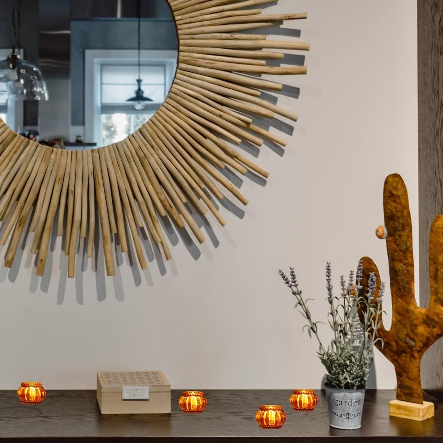 Woho Amber Tealight Candle Holder Set of 6, Tea Lights Candle Holder for Wedding Table, Glass Candle Holders Bulk for Home Decor - Image 9