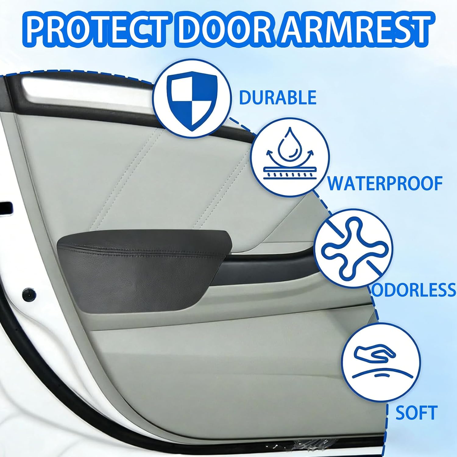 Car Door Armrest Panel Skin Cover for Honda Fit 2008-2013,Microfiber Leather Car Door Armrest Replacement,Anti-Scratch (Set of 4),Black+Black line