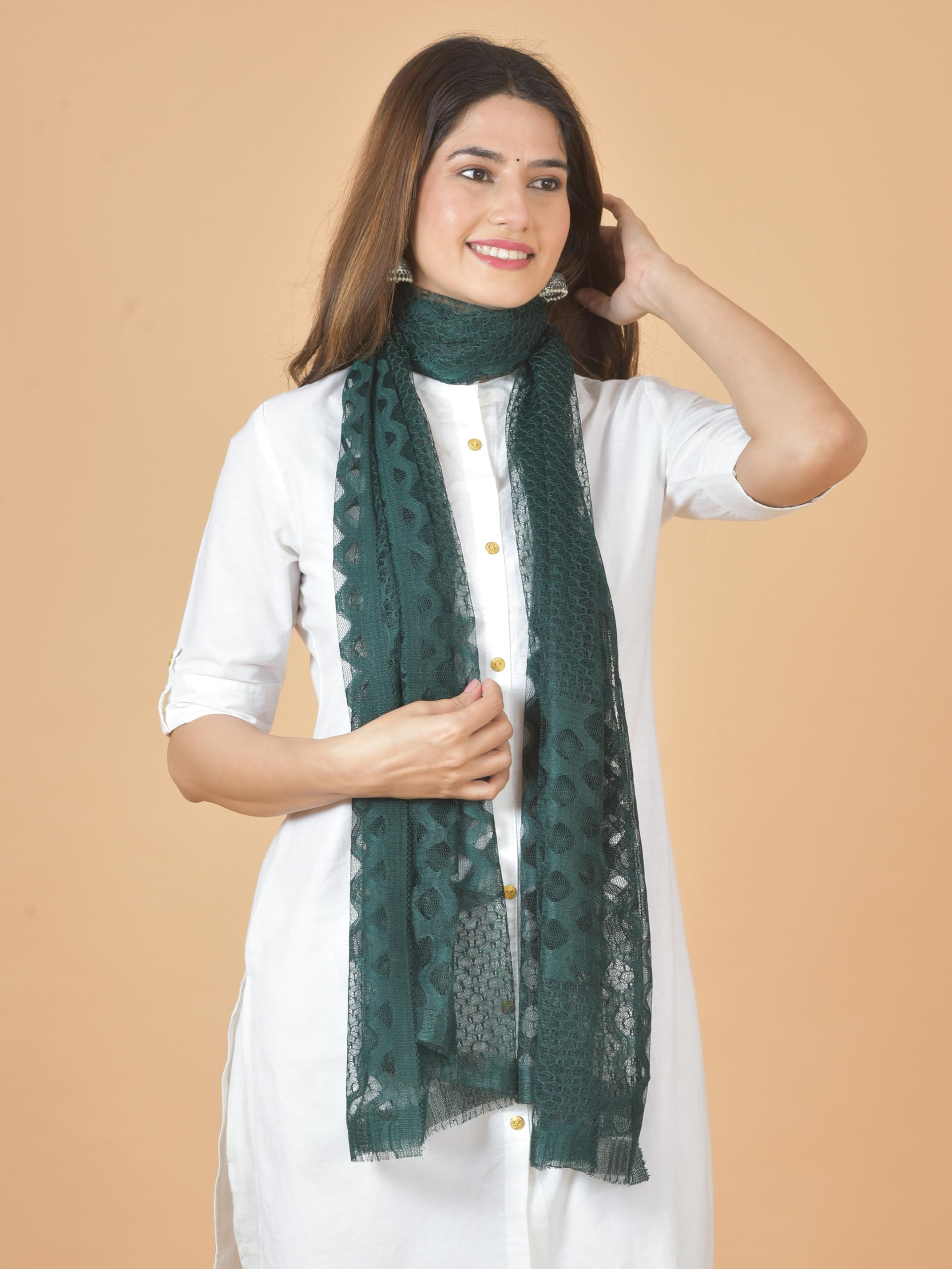 Nakoda Creation Net Self Design Women Dupatta (Super Net Dupatta-Bottle Green) - BZ86559-image-44