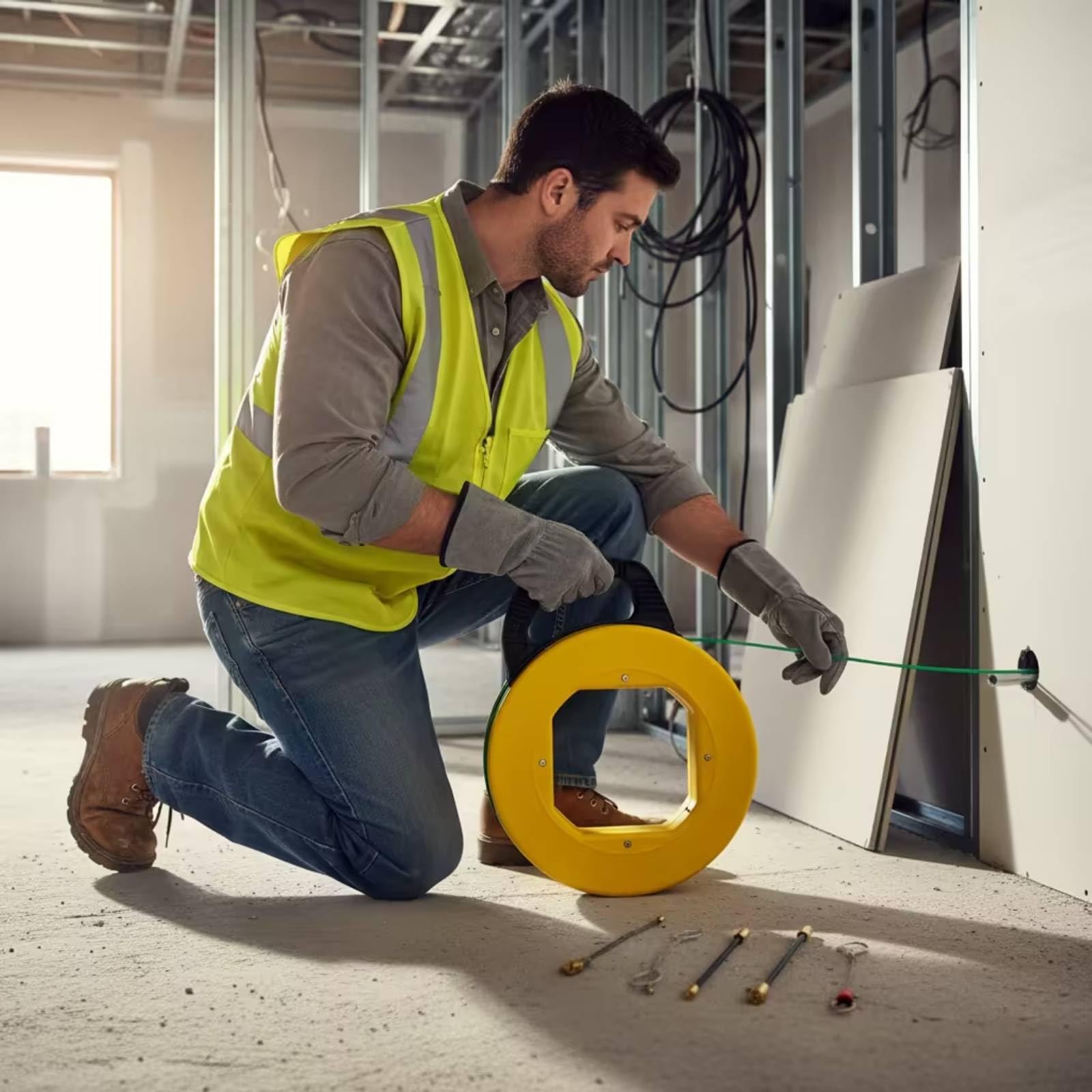 Pasacables de Fibra de Vidrio Guía de Cable Guía de Hilo Varilla para Conductos Pasador de Cables con Juego de para Reducir Fricción Adecuada para, 4.5mm 50m