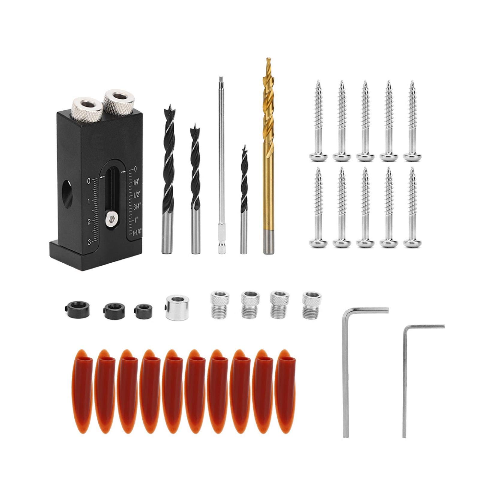 Aleación de aluminio Pocket Hole Jig Kit Oblique Drilling Locator Doble Madera Guías Joint Ángulo Herramienta Carpintería