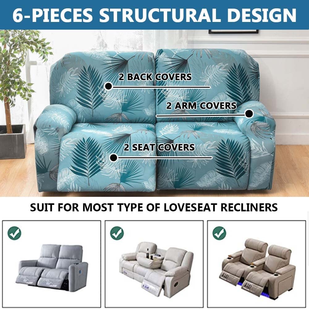 Copripoltrona Relax 6 Pezzi ,Fodere Copridivano Recliner 2 Posto Universale,Moderne Copripoltrona Relax Elettrica Reclinabile con Tasche Sofa Cover Protettore Lavabile ( Color : #9 , Size : 2 seat (6p
