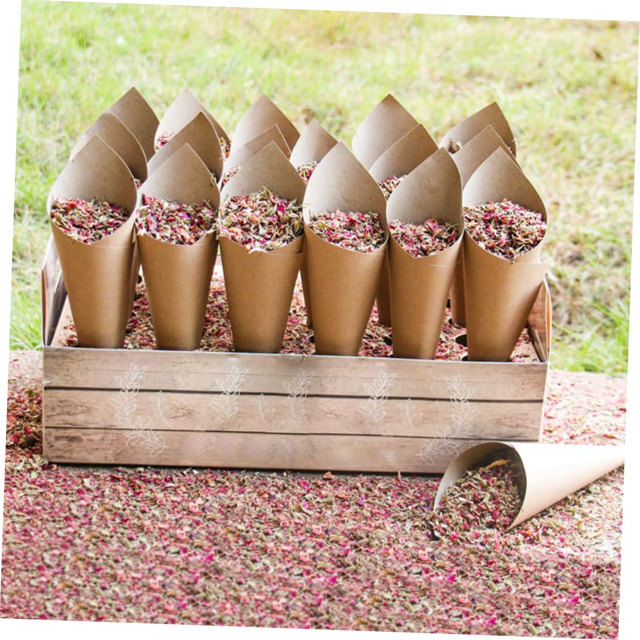 120 Conos Papel de Pétalos para Boda y Fiesta, de Papel Blanco Resistente, para Mini Ramos y Confeti, 120 Piezas
