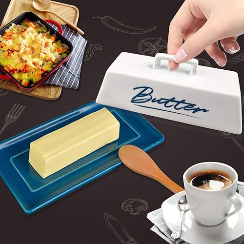 Miniatura 7 de Mantequillera con tapa, recipiente de mantequilla para encimera, una barra de mantequilla. La bandeja texturizada para almacenamiento