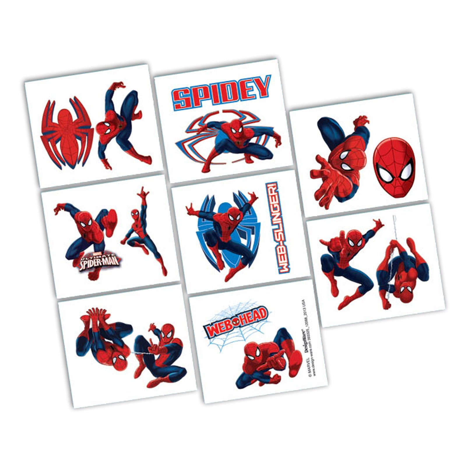 Tatouages Spider-Man éphémères multicolores pour enfants - Lot de 16 pièces