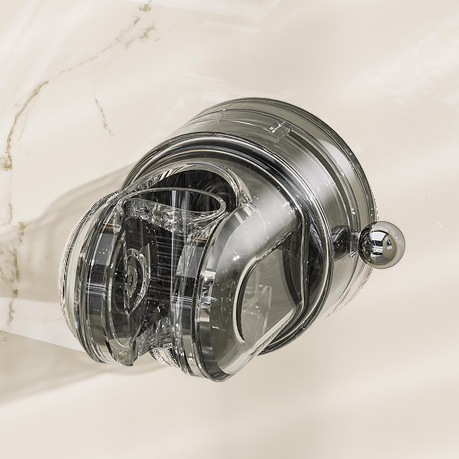 Suction Shower Head Holder – Black Translucent Plastic Detachable & Adjustable Shower Holder Bracket, No-Drilling, Fits Smooth Bathroom Surfaces