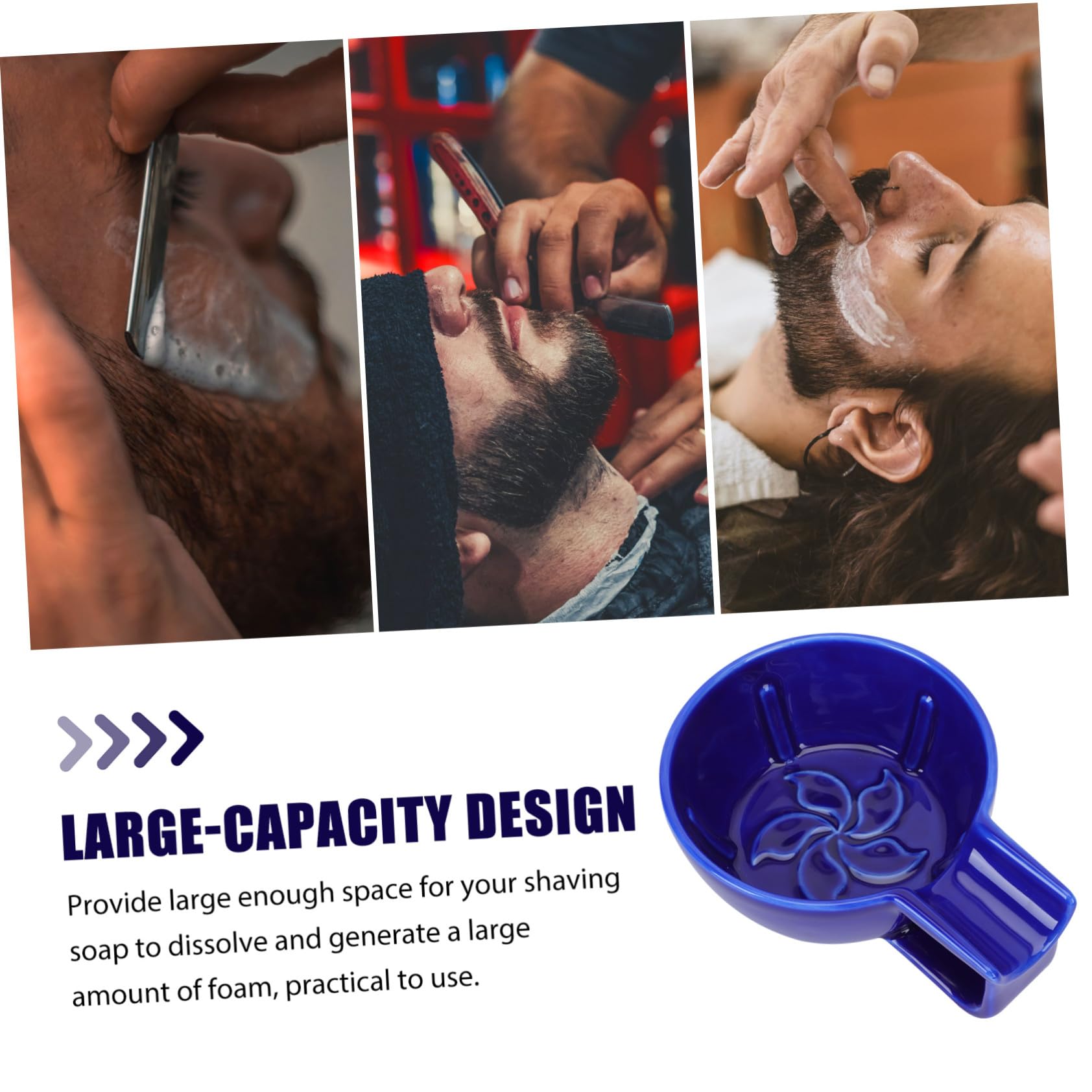 Ciotola da Barba in Ceramica Blu con Liscio e Bocca Larga Ciotola per Sapone da Rasatura Maschile Accessorio Pratico e Resistente per Uso Quotidiano