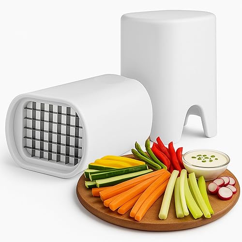 Herramienta de corte de papas fritas blancas - Cortador de patatas para freír Cortador de patatas Cortador de verduras Cortador de patatas de acero