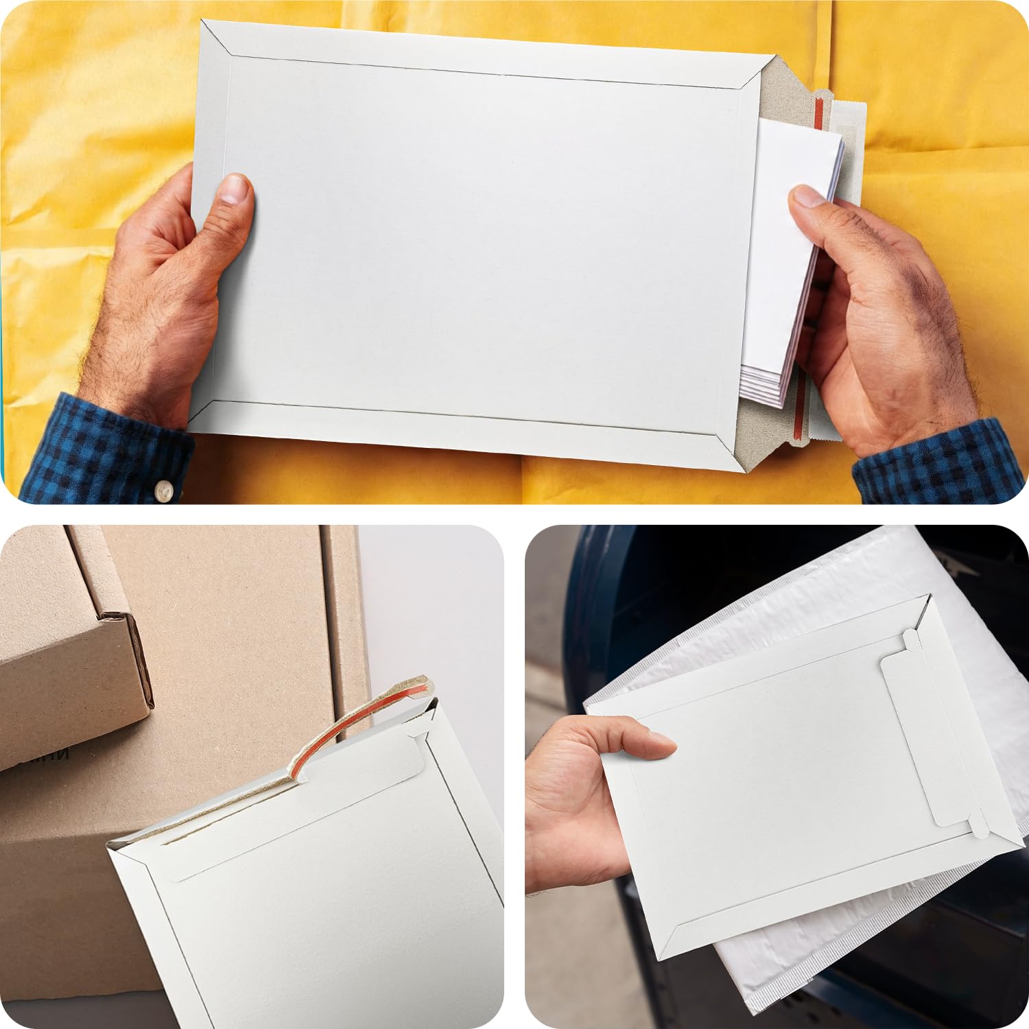 Netuno 100 sobres de cartón SRA3 320×455 mm blancos 450 g cierre autoadhesivo sin ventana para documentos grandes catálogos y calendarios