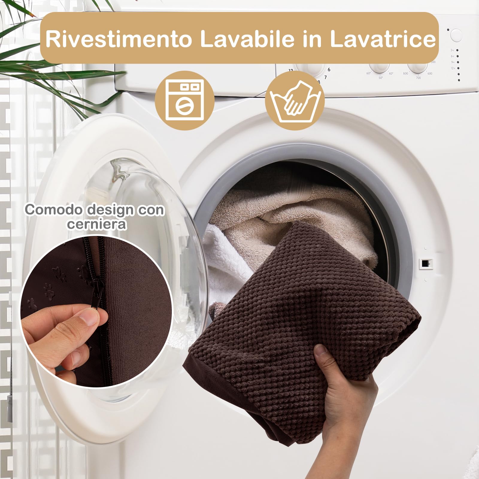 GYMAX Scaletta per Cani in Spugna, Fondo Antiscivolo, Rivestimento Rimovibile e Lavabile, Scala per Animali Domestici per Divano e Letto (4 Gradini - Caffè)