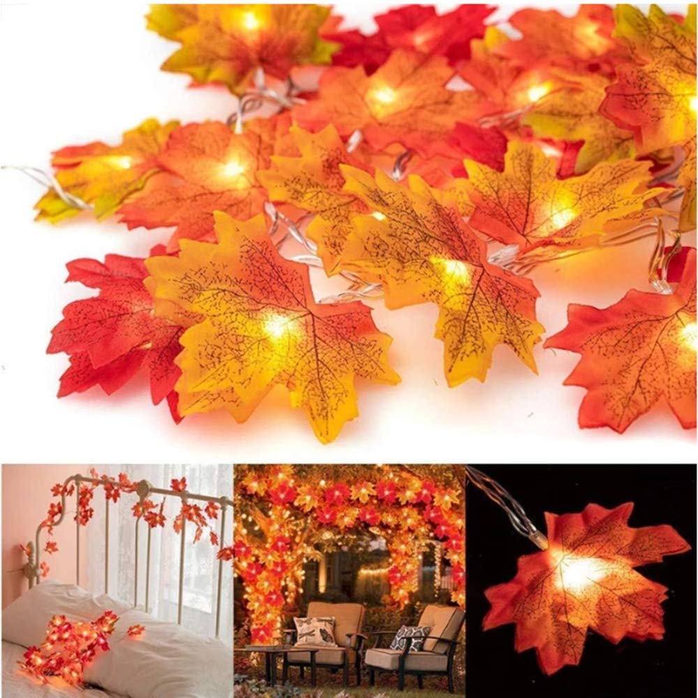 Zatyorg Maple Leaf String Lights 3M 20LEDs Maple Fairy Lights 3AA Garland String Lights -Powered for Party, Thanksgiving, Christmas Lights, Autumn Leaves Garland Decoration Lights